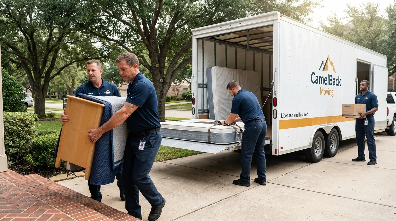 Crew loading residential truck for cross-state move from Rosiclare, IL